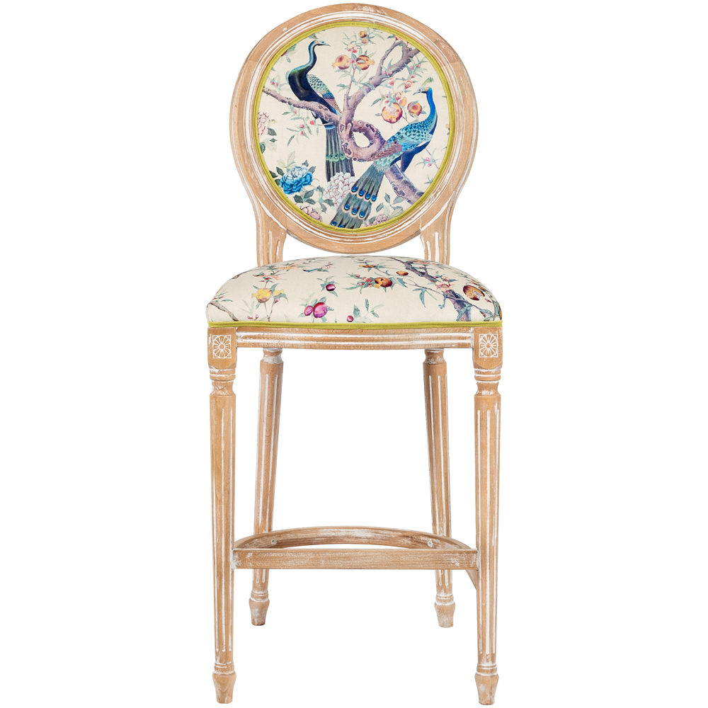 

Барный стул из массива бука с изображением птиц и цветов Beige Green Chinoiserie Garden Chair