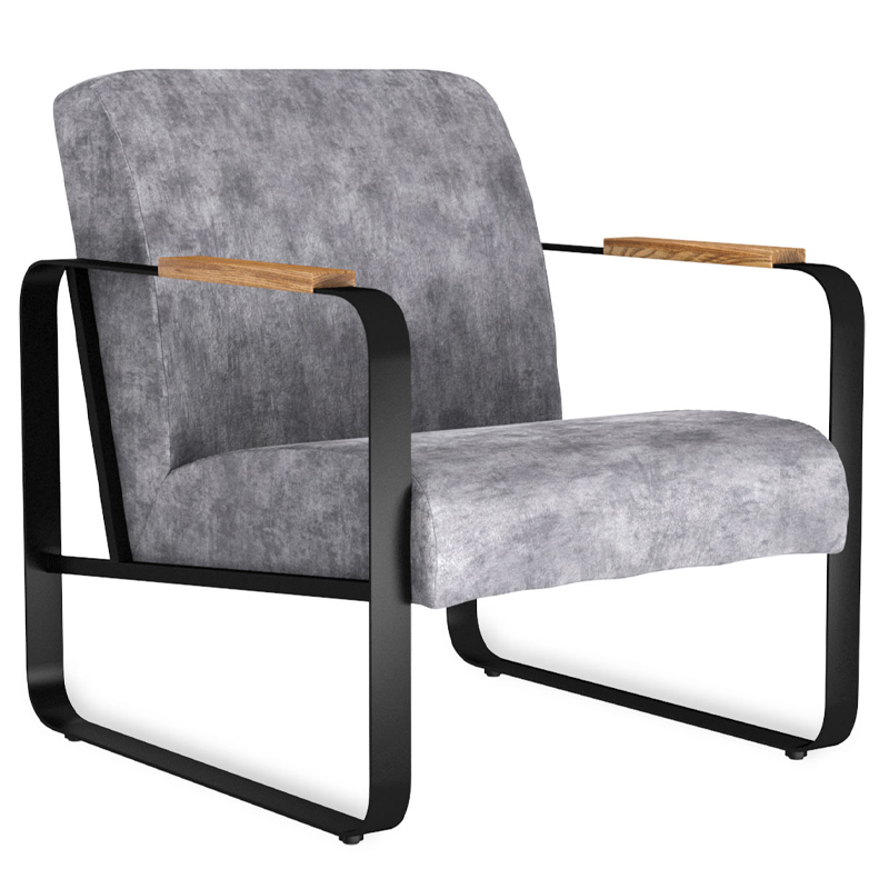 

Кресло серый велюр с жесткими подлокотниками на полозьях Ashton