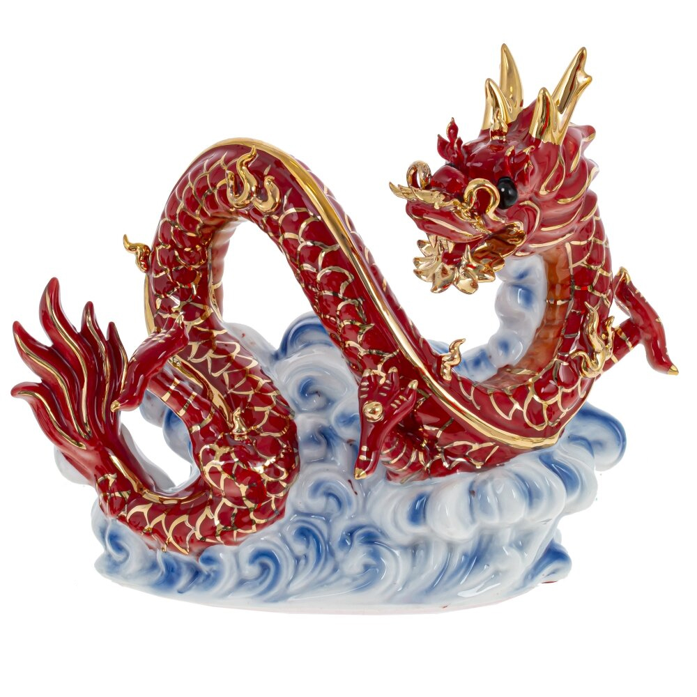 

Декоративная фарфоровая статуэтка Китайский дракон на облаке Красный