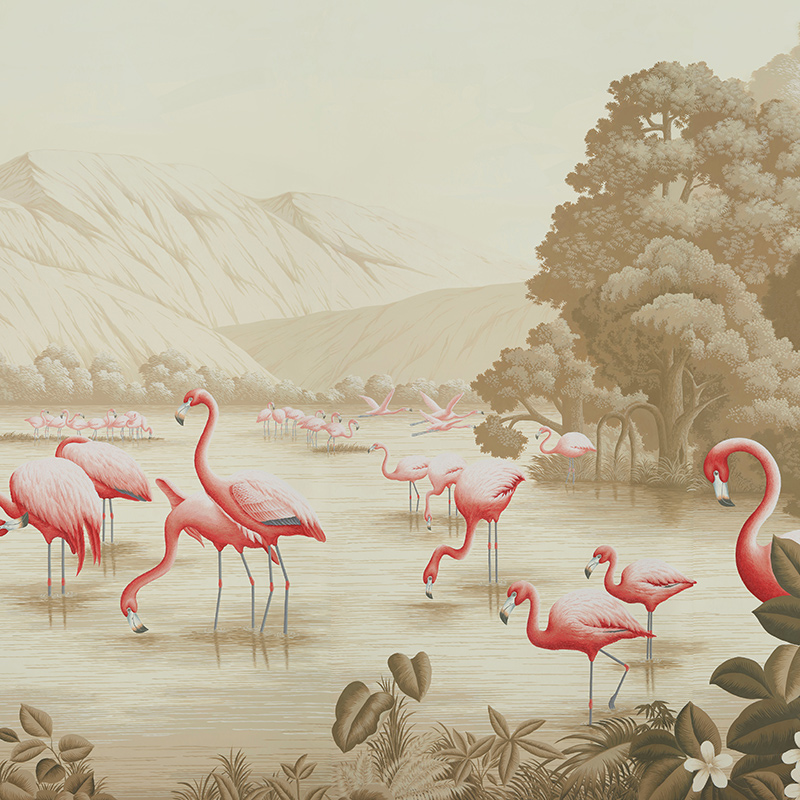    Flamingos Flamingo on Sepia scenic paper    | Loft Concept 