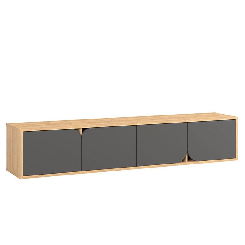 

ТВ-тумба подвесная цвета древесины с 4-мя темно-серыми дверцами SPARK TV STAND OAK ANTHRACITE