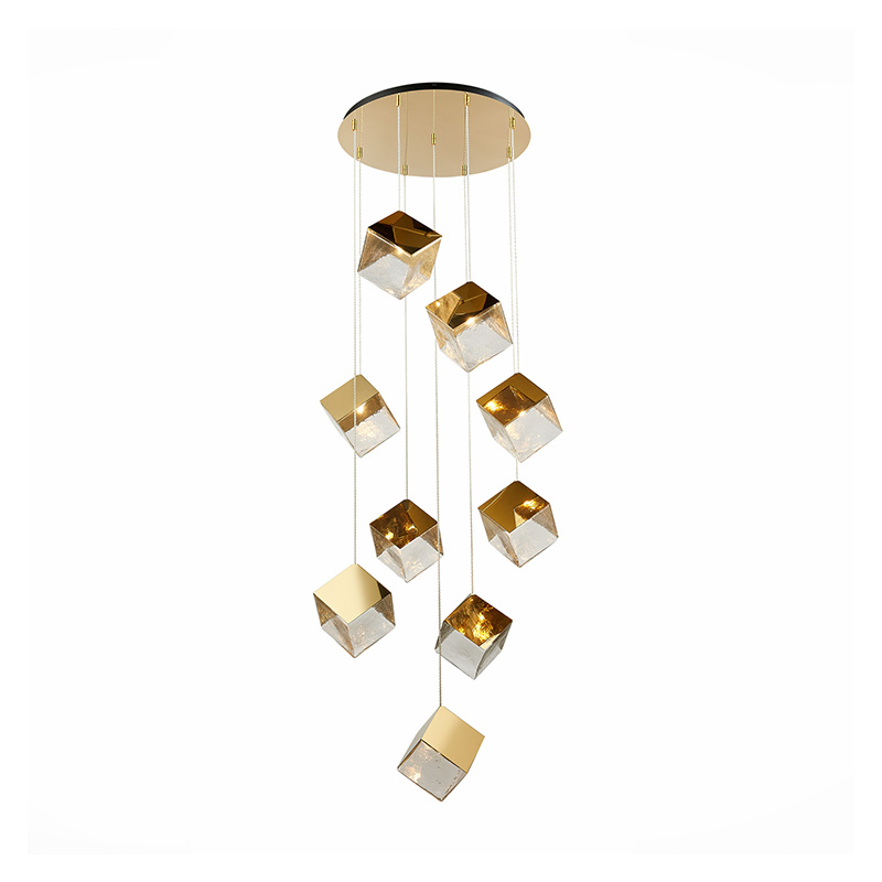   Pyrite Chandelier gold cube 9     | Loft Concept 