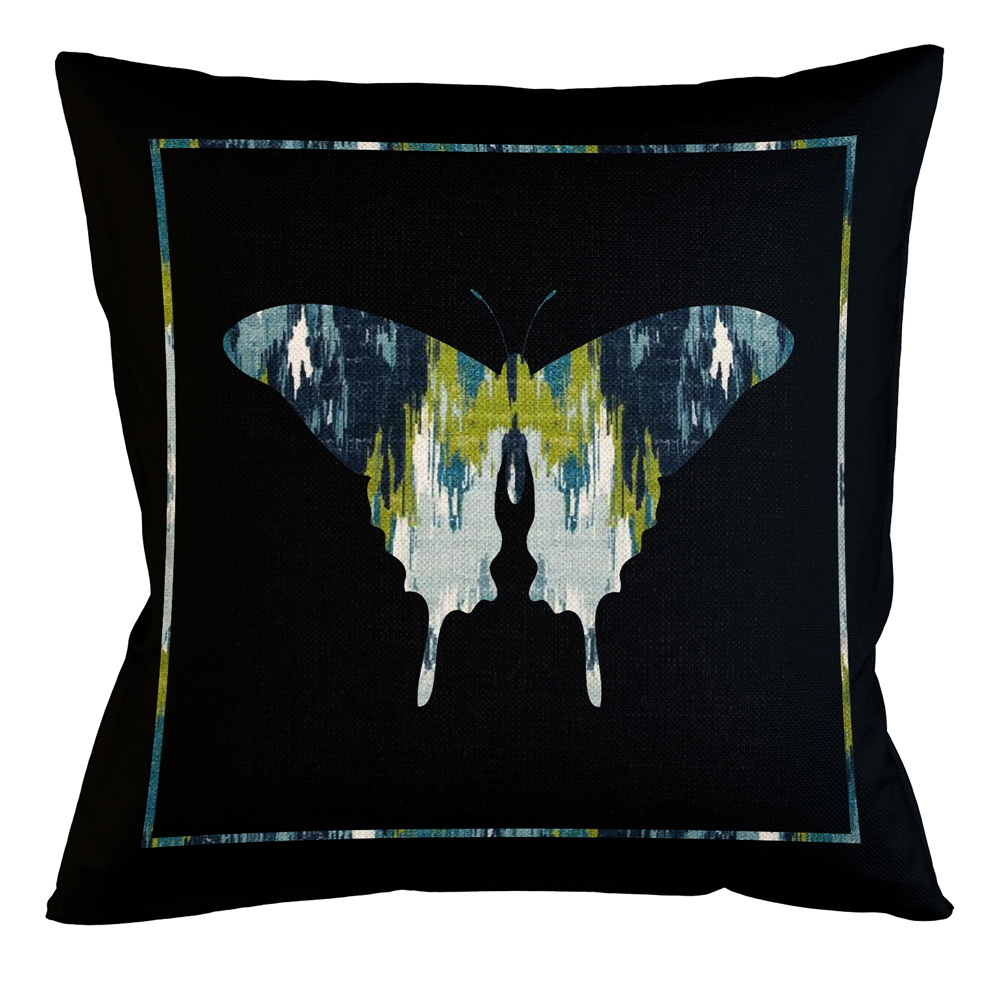 

Подушка декоративная бабочка сине-зеленый узор Ikat Pattern