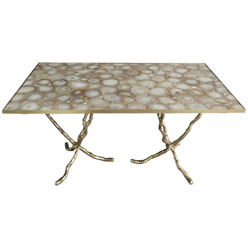   Agate Design Beige Gold Dining Table   -   | Loft Concept 