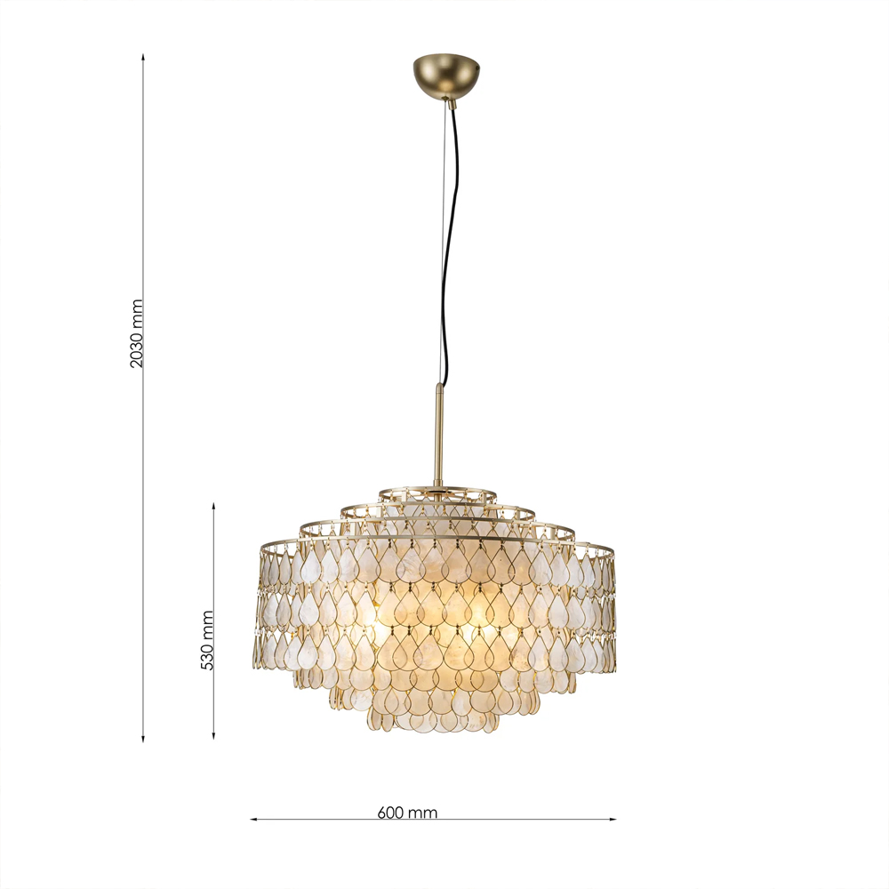 Люстра многоярусная с декором из натуральной морской ракушки Iridescent Light в Москве