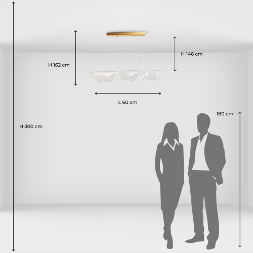 Люстра линейная с 3-мя белыми волнистыми плафонами Wave Line в Москве