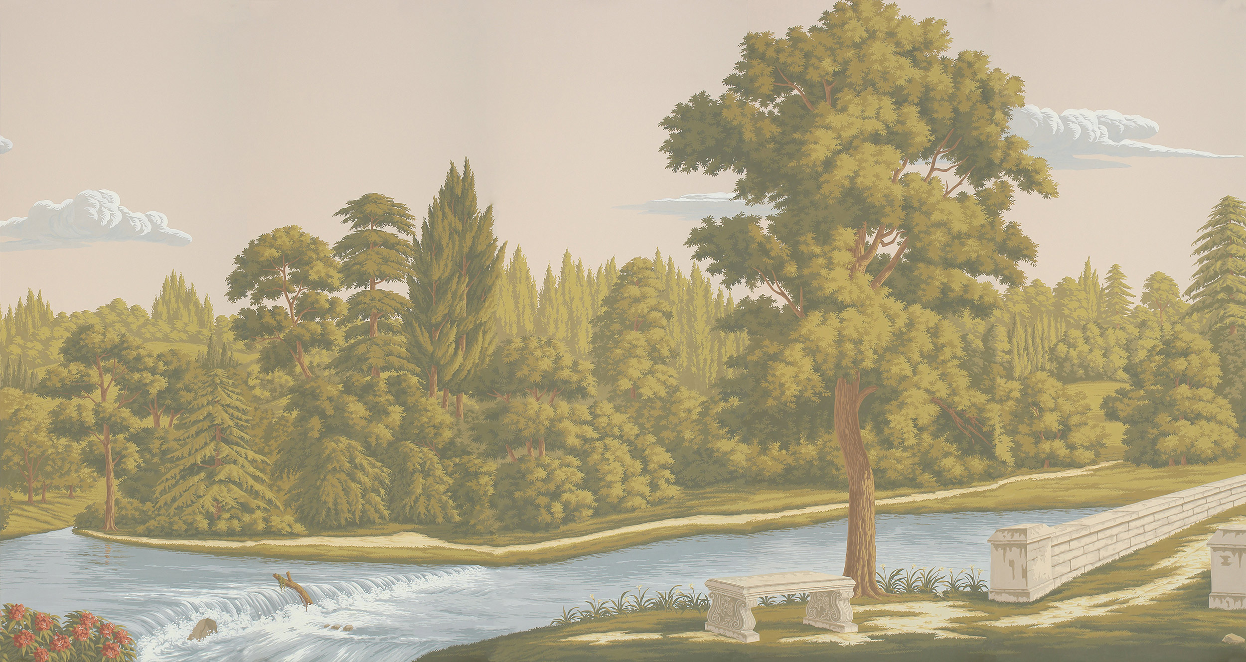 Обои ручная роспись English Landscape Special Colourway on scenic paper 2 - постер Loft-Concept