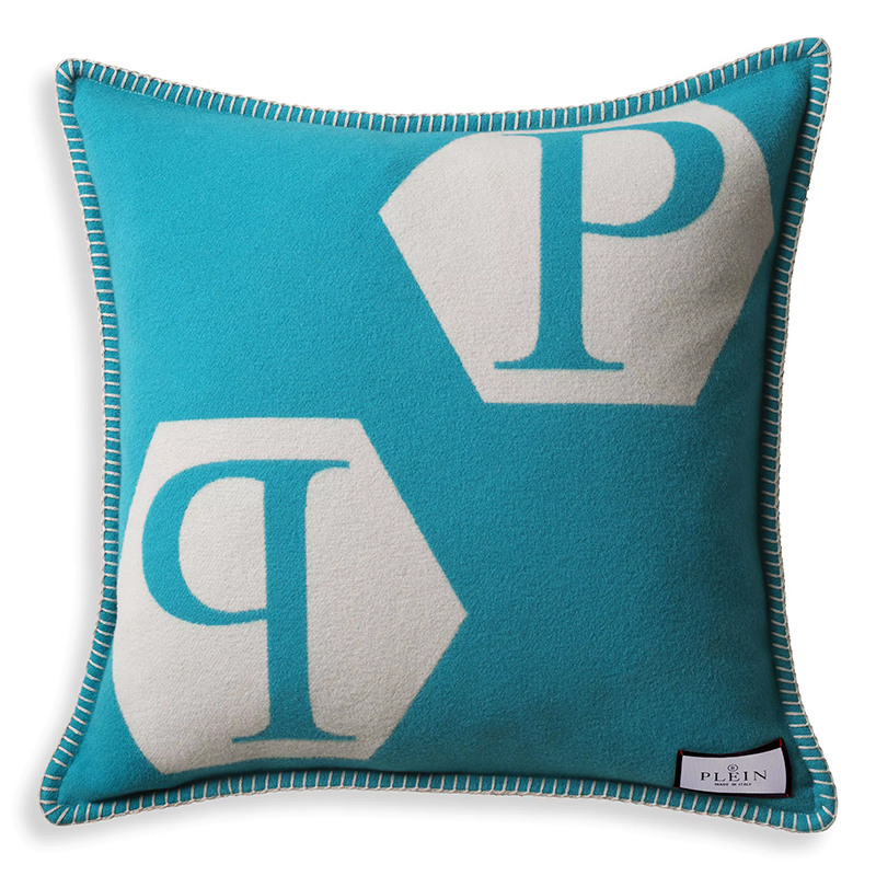  Philipp Plein Cushion Cashmere PP Logo 65 x 65 Blue     | Loft Concept 