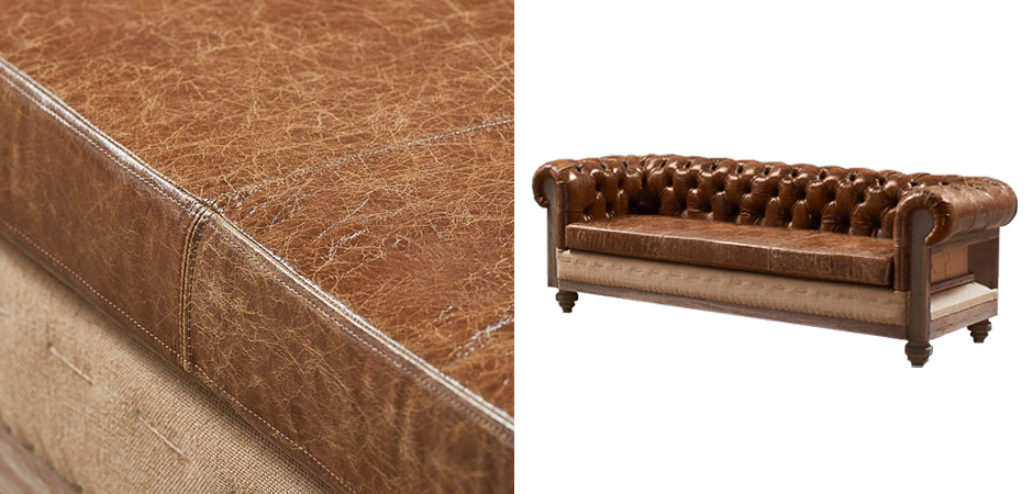 Диван Deconstructed Chesterfield Sofa triple Brown leather - фото