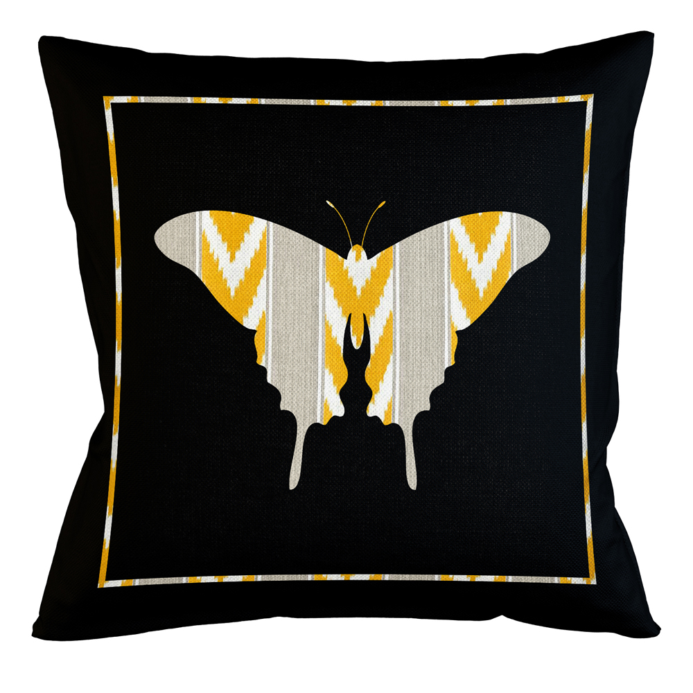 

Подушка декоративная бабочка серо-желтая Ikat Pattern