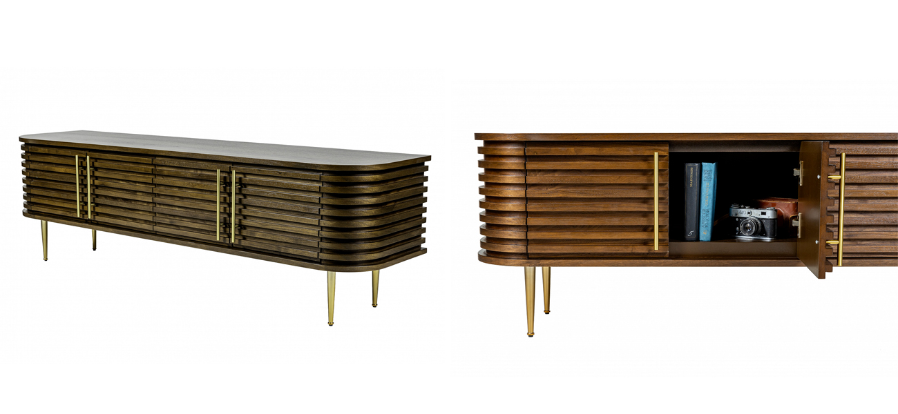 ТВ-тумба Wooden Rails Шпон Орех - фото