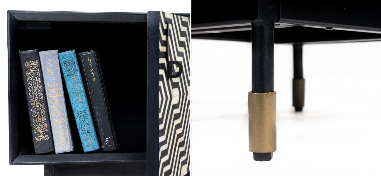 Тумба с орнаментом инкрустированная костью Bone Inlay - фото №1