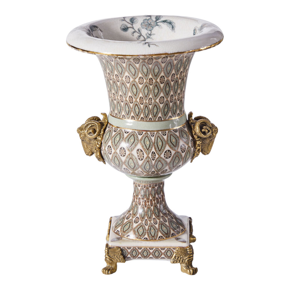 Ваза с овнами из фарфора с бронзовыми элементами Bronze Aries 20200₽