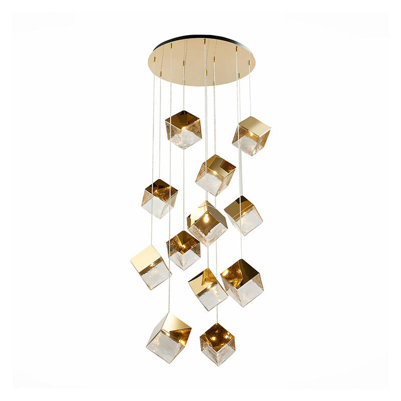   Pyrite Chandelier golden cube 12     | Loft Concept 