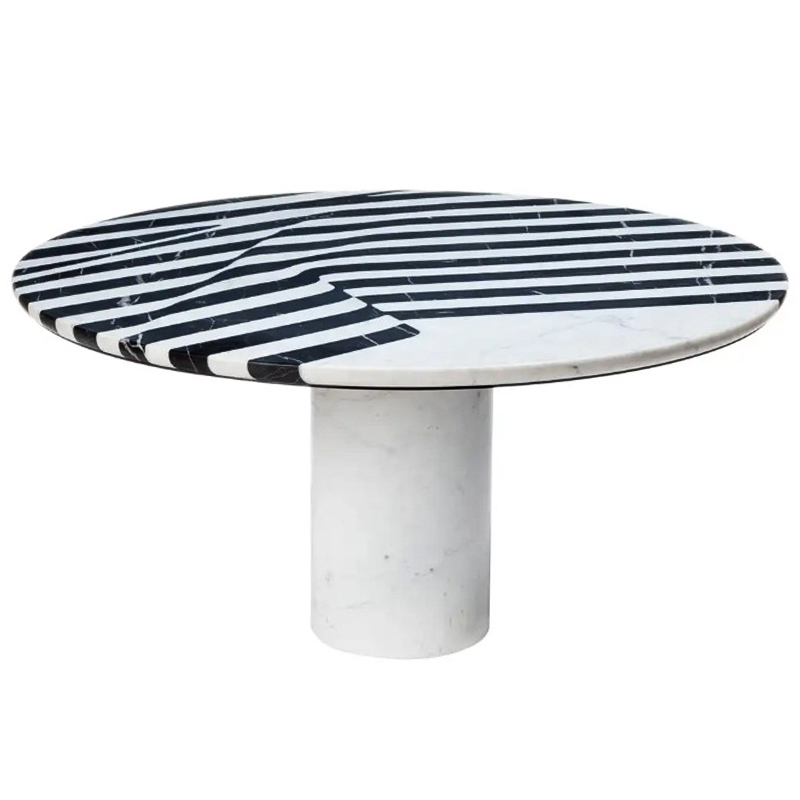   Safwan Black and White Stripes Dining Table -   Bianco   Nero   | Loft Concept 