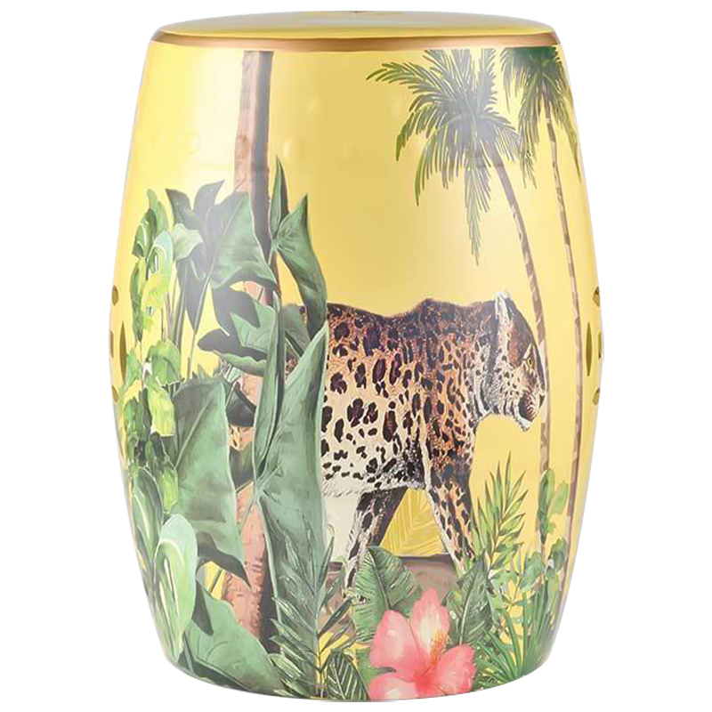   Leopard Tropical Animal Ceramic Stool Yellow      | Loft Concept 