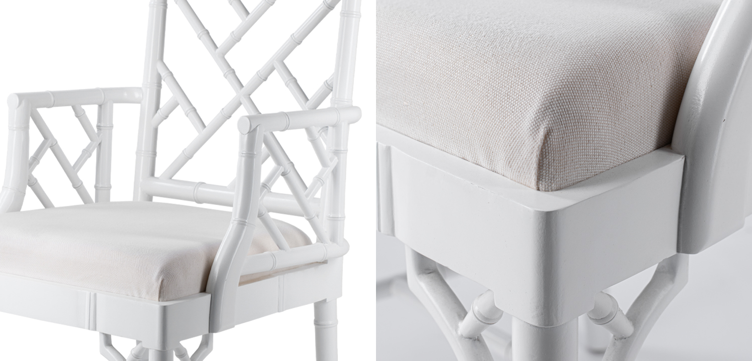 White Chippendale Arm Chair - фото