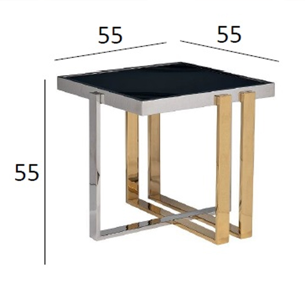 Столик журнальный квадратный с основанием в оттенках хром и золото Harmony Color and Shapes в Москве
