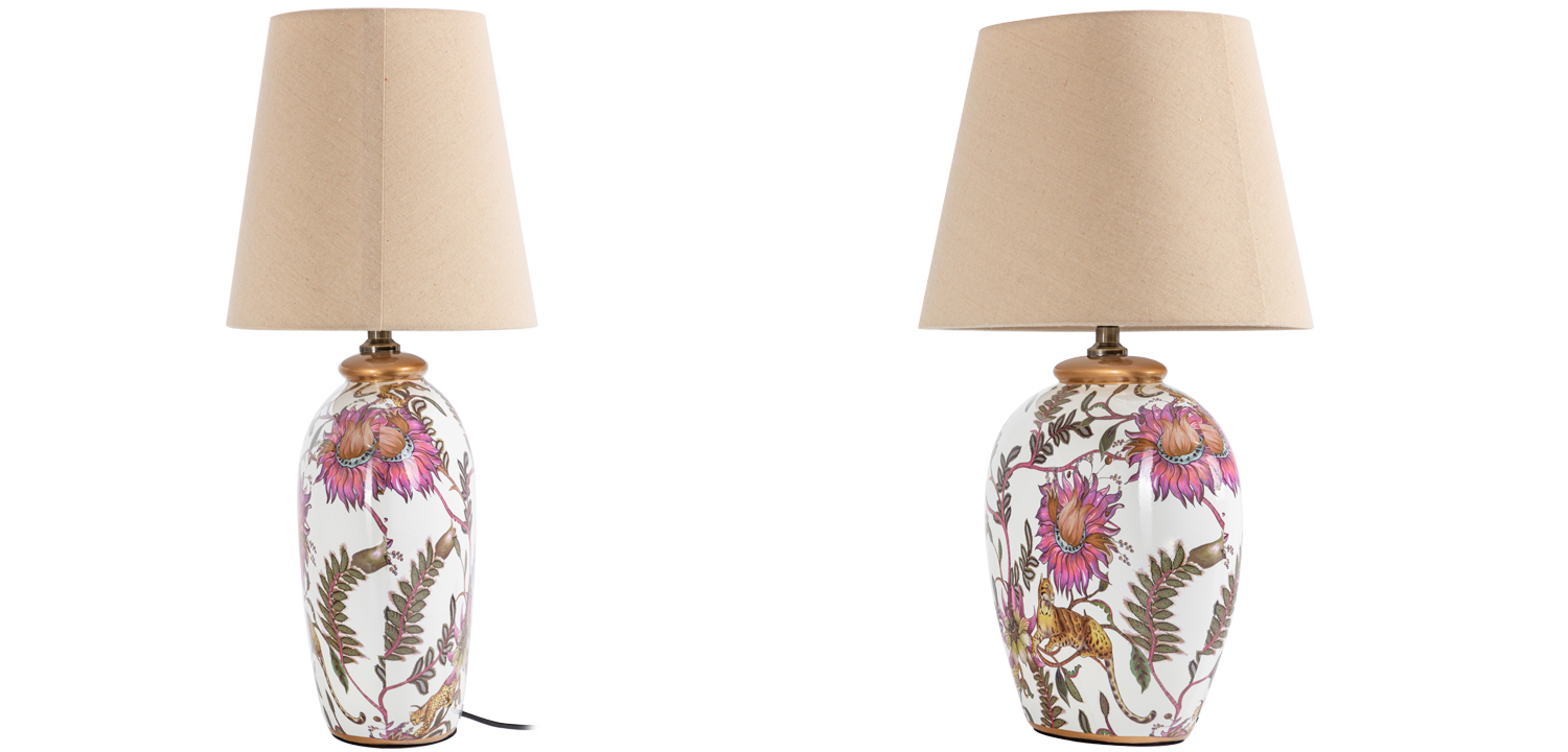 Настольная лампа с абажуром Leopard Flowers Lampshade - фото №1