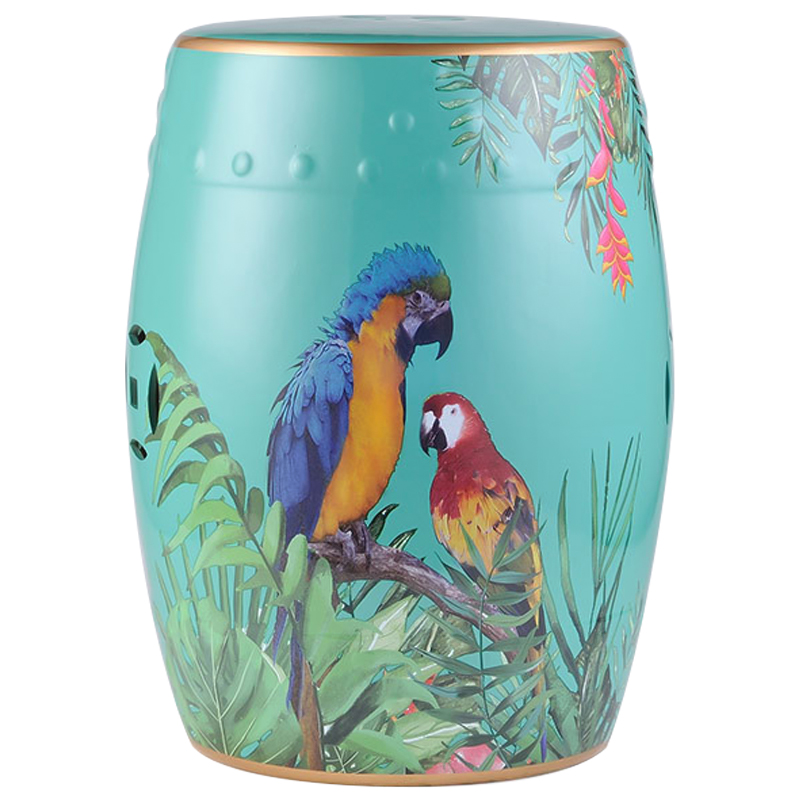   Parrots Tropical Animal Ceramic Stool Turquoise ̆    | Loft Concept 