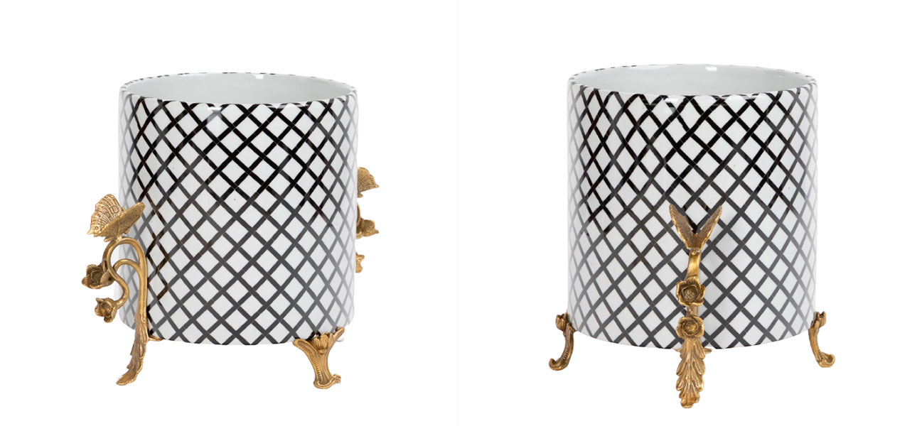 Ваза с черно-белым узором в виде ромбов Jasper - фото