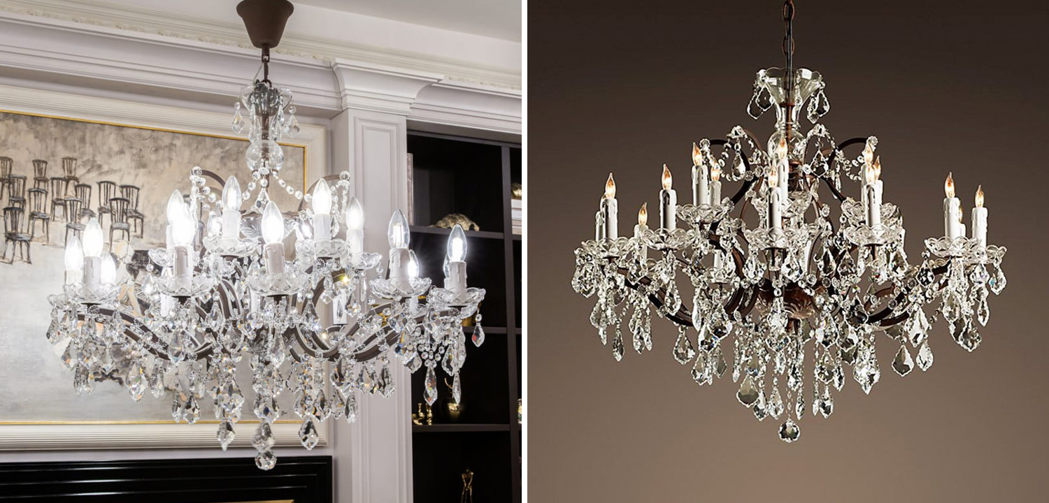 Люстра 19th c. Rococo IRON & CLEAR CRYSTAL Brown Chandelier 18 - фото
