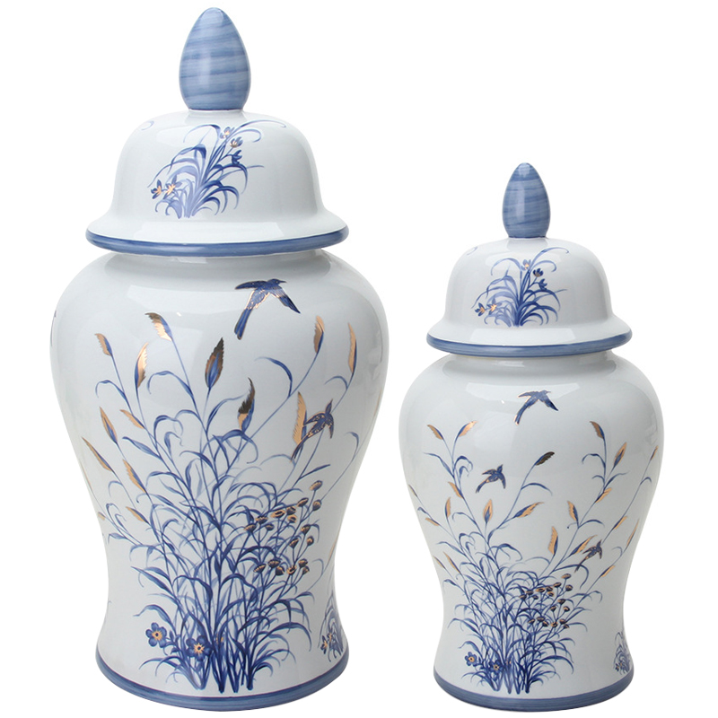    Oriental Blue & White Bird and Flowers Vase -      | Loft Concept 