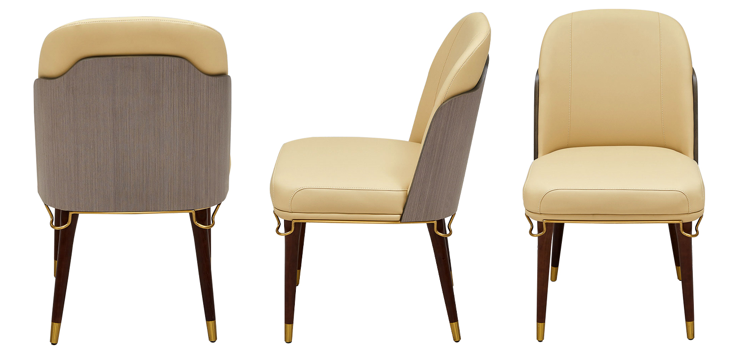 Стул бежевый Emilis Chair ножки из массива ясеня - фото