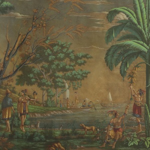 Обои ручная роспись Les Sauvages de la Mer Pacifique Paille on antique scenic Xuan paper