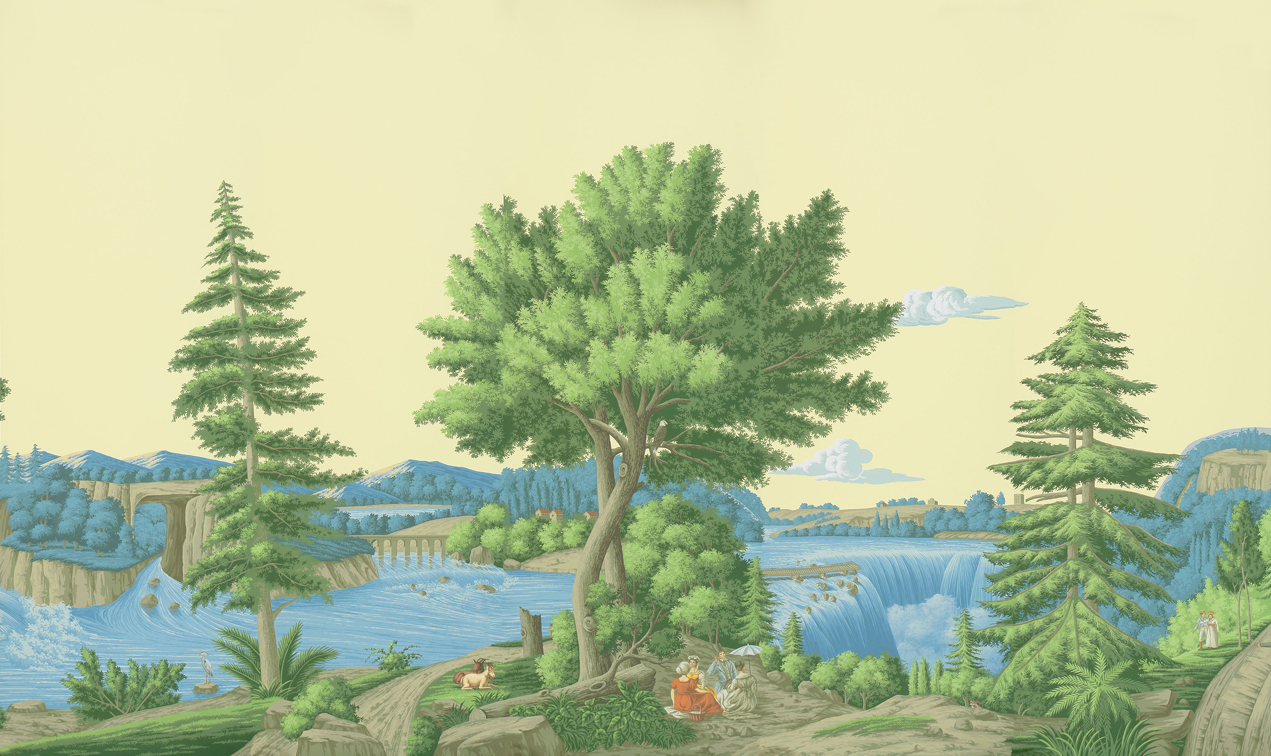 Обои ручная роспись North American River Views Dufour on scenic paper - постер Loft-Concept