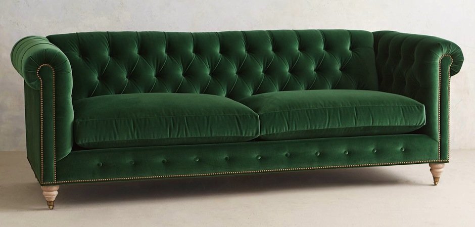 Трехместный диван Velvet Lyre Chesterfield Sofa - фото