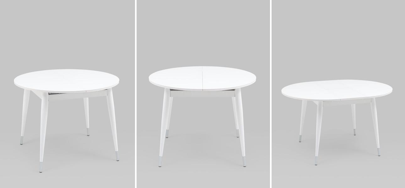 Стол обеденный раскладной круглый Linnaeus Collection Белый - фото