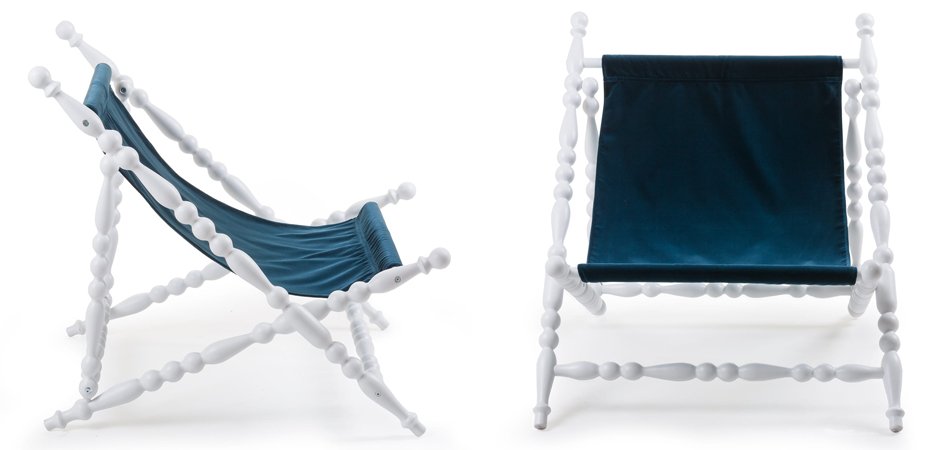 Стул Seletti Heritage Foldable Deckchair Blue white - фото