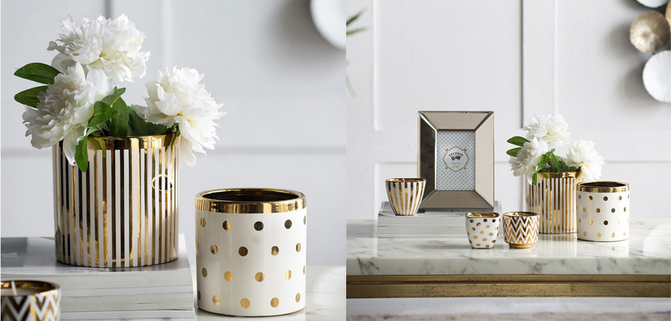 Ваза Gold & White Stripes Ваза Gold & White Stripes - Loft-Concept в Москве