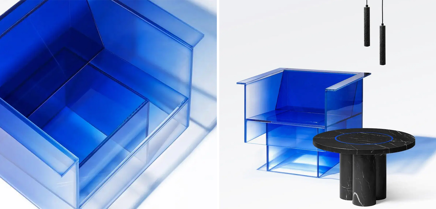Дизайнерское Кресло Null Blue Glass Clear Armchair by Studio Buzao - фото