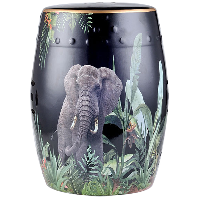   Elephant Tropical Animal Ceramic Stool Black      | Loft Concept 