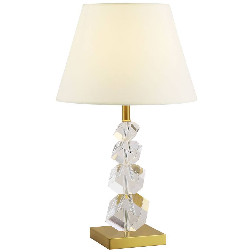 

Настольная лампа с абажуром и основанием из хрусталя Neri Crystal Cubes Brass Table Lamp