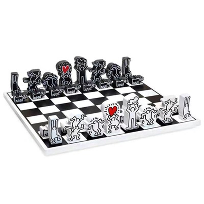 Деревянный шахматный набор Keith Haring Chess Set Белый Черный Красный в Москве | Loft Concept 