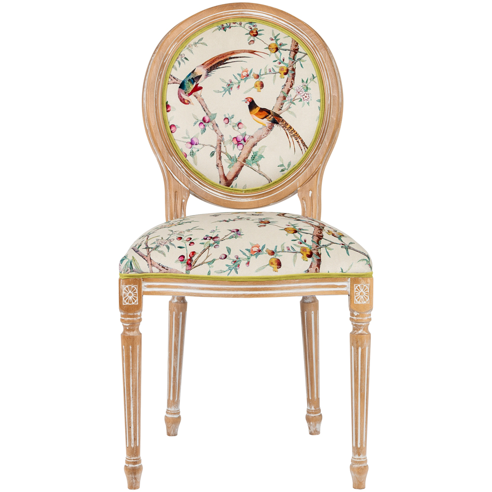 

Стул из массива бука бежевый с изображением птиц и цветов Beige Green Chinoiserie Peach Garden Chair