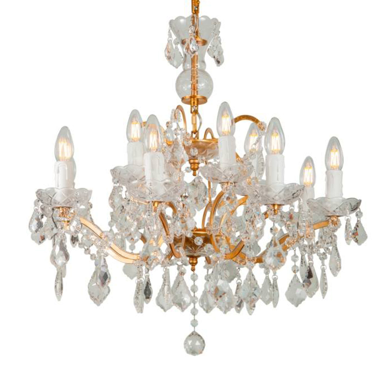 Люстра 19th c. Rococo IRON & CLEAR CRYSTAL GOLD Chandelier