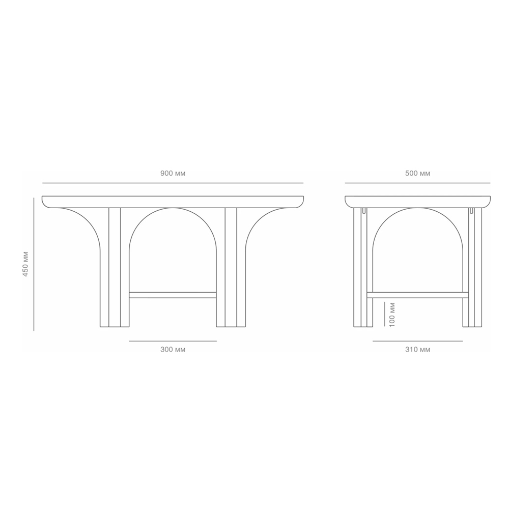 Стол кофейный деревянный с арочным основанием Arch Passage Стол кофейный деревянный с арочным основанием Arch Passage в Москве