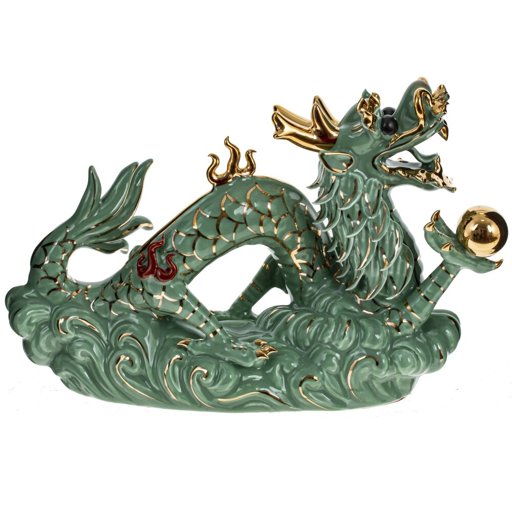 

Декоративная фарфоровая статуэтка Китайский дракон Фуцанлун на облаке Зеленый
