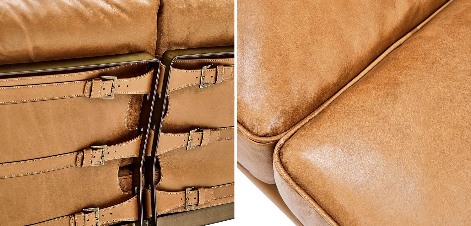Диван кожаный Didier Beige Leather Sofa  - фото