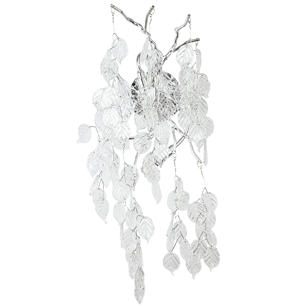

Бра с хрустальными подвесками в виде листьев Fairytree Leaves Silver Wall Lamp