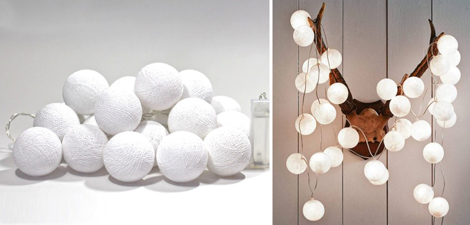 Гирлянда хлопковые фонарики Сotton Ball White - Loft-Concept в Москве