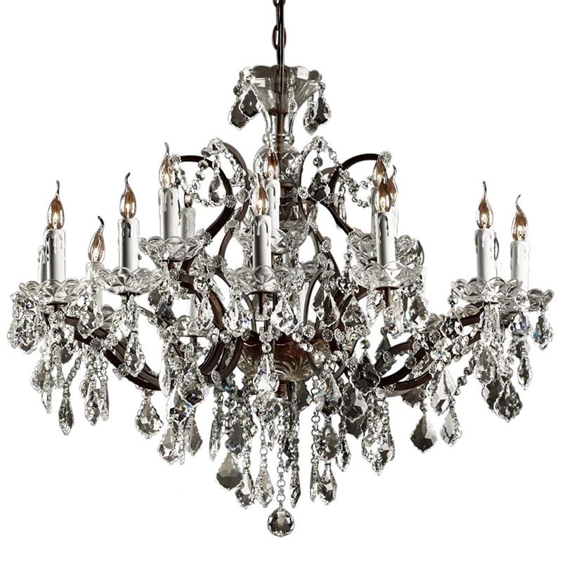 Люстра 19th c. Rococo IRON & CLEAR CRYSTAL Brown Chandelier 18