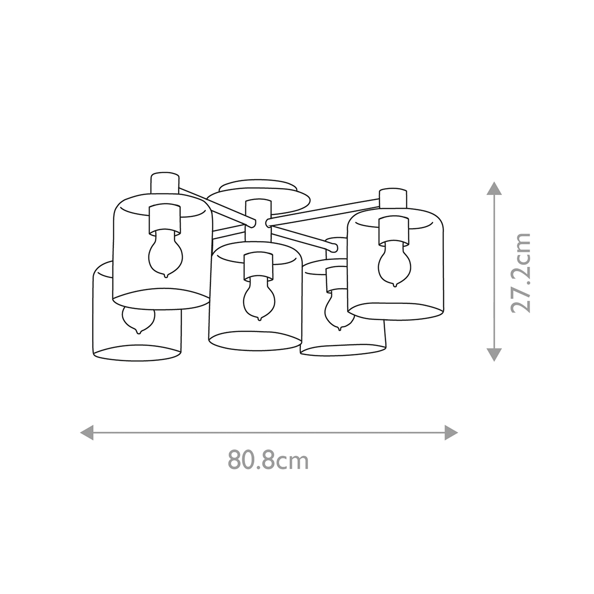 Потолочный светильник цвета латунь с пятью прозрачными цилиндрическими плафонами Hinkley в Москве