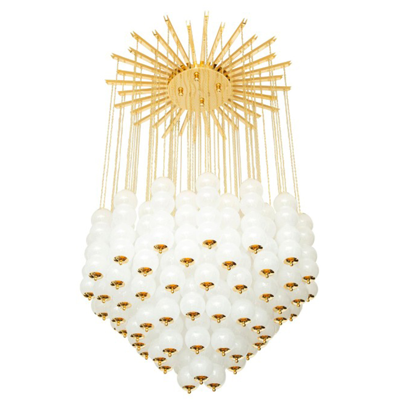       Flushmount Murano White Glass and Brass Ceiling Light     | Loft Concept 