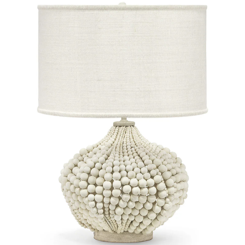           White Wooden Beads Table Lampshade    | Loft Concept 