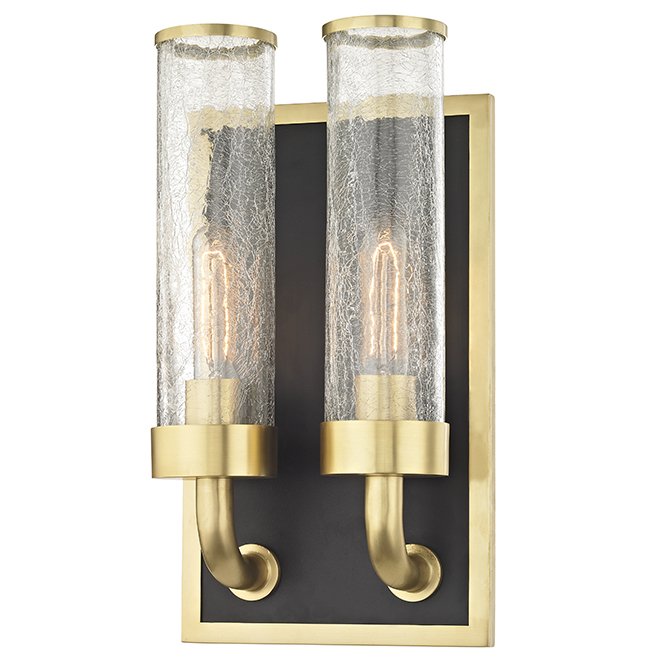  Hudson Valley 1722-AGB Soriano 2 Light Wall Sconce In Aged Brass     (Transparent)   | Loft Concept 